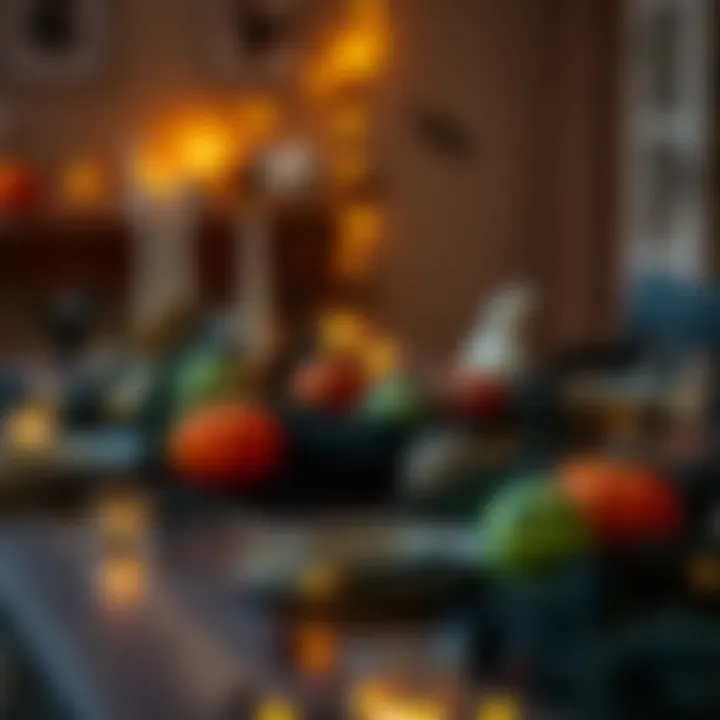Creative Halloween Table Setting Creative Halloween table setting featuring themed ornaments and lights