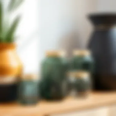 Decorative Arrangement of Hexagon Jars Decorative arrangement of hexagon jars in modern decor