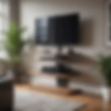 Ergonomic TV Stand in a Home Office Ergonomically designed workspace featuring a TV stand.