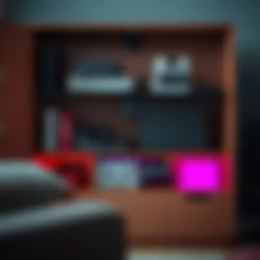 Stylish TV cabinet showcasing various gaming consoles