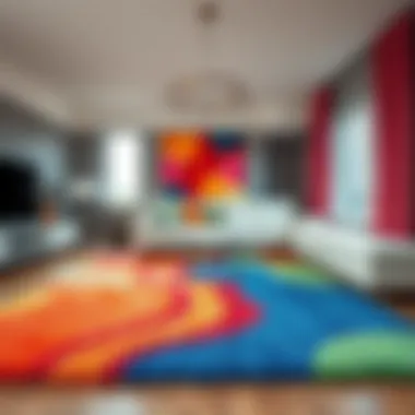 Vibrant Indoor Rug in a Contemporary Setting Contemporary living room with a vibrant indoor rug