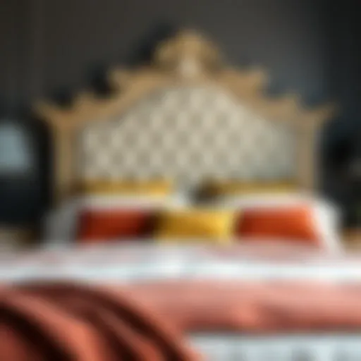 Stylish King Bed Design Elegant king bed with ornate headboard and plush bedding