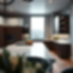 Contemporary kitchen island with sleek cabinets