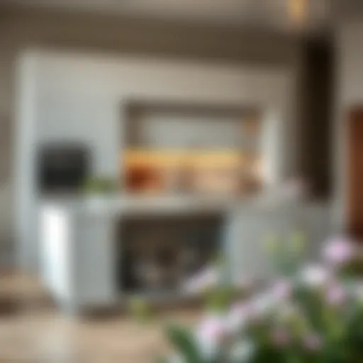 Elegantly designed kitchen island with a modern pan rack