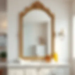 Elegant large bathroom mirror with intricate frame