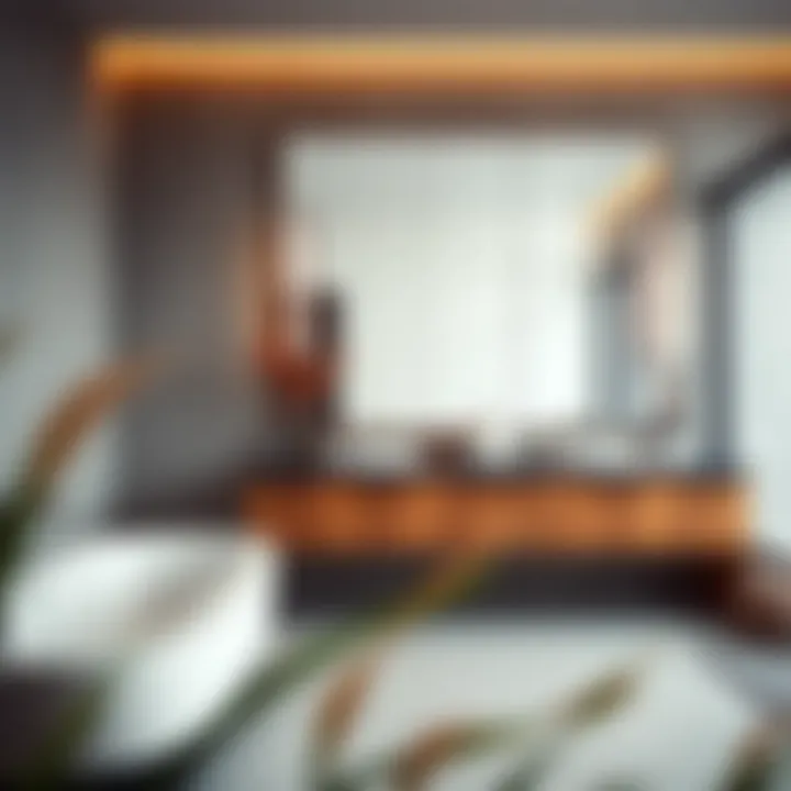 Stylish Modern Bathroom with Large Mirror Stylish modern bathroom featuring a large mirror