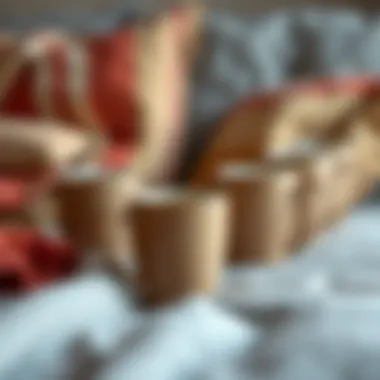 Casual Comfort with Large Coffee Mugs Casual setting with large coffee mugs and cozy accessories.