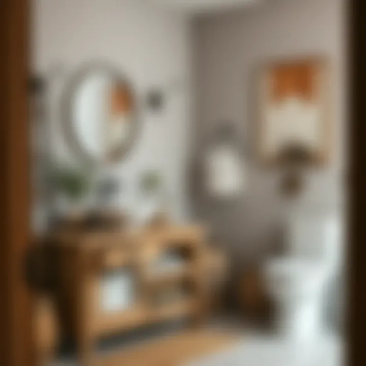 Rustic Charm in Bathroom Storage Rustic low cabinet with decorative features for a cozy bathroom