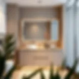 Sleek low bathroom storage cabinet with a modern design