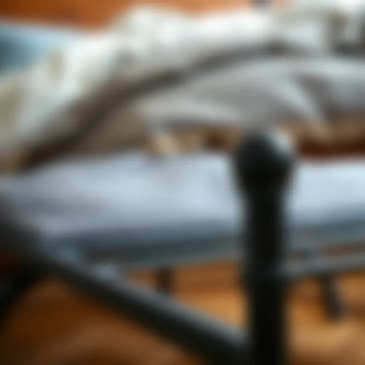 Durability of Low Metal Bed Frames Close-up of a sturdy low metal bed frame highlighting durability