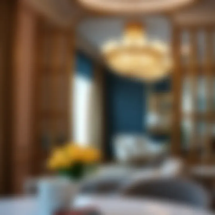 Elegant Interior with Decorative Magnification Mirror Elegant interior design featuring a decorative magnification mirror