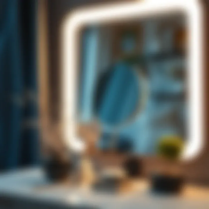 Stylish Setting with Magnification Mirror Stylish setting featuring a magnification mirror with ambient lighting
