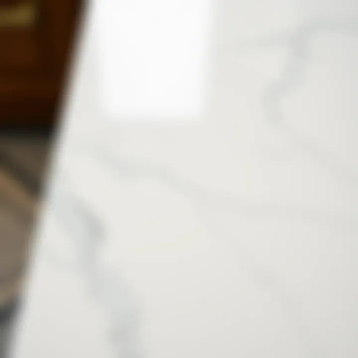 Close-up view of marble surface showcasing its unique veining