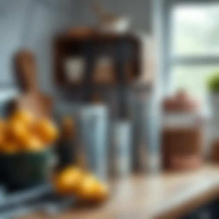 Diverse metal storage containers enhancing kitchen decor