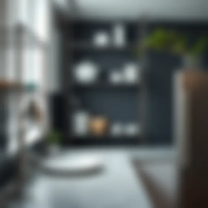 Stylish metal racks providing functional kitchen solutions