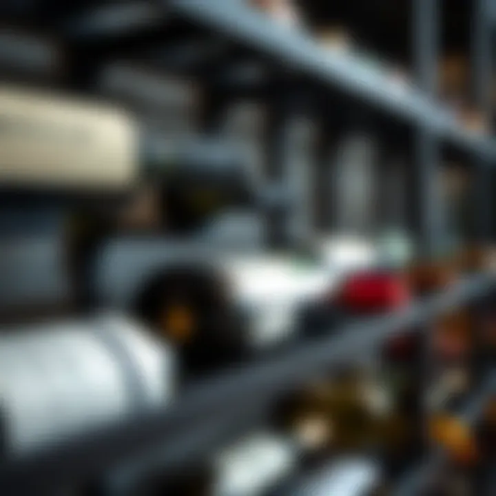 Materials in Modern Black Wine Racks Close-up of materials used in modern wine racks