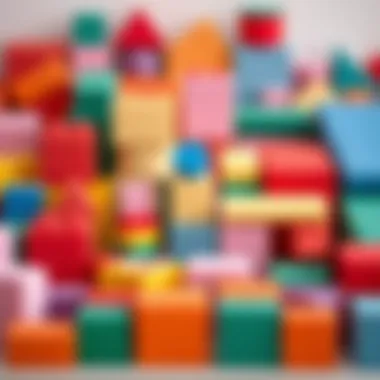 A vibrant array of Montessori foam blocks in various shapes and colors