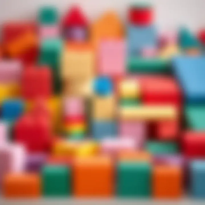 A vibrant array of Montessori foam blocks in various shapes and colors