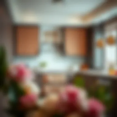 Fabric Flair Chic fabric-covered cupboard doors in a contemporary kitchen