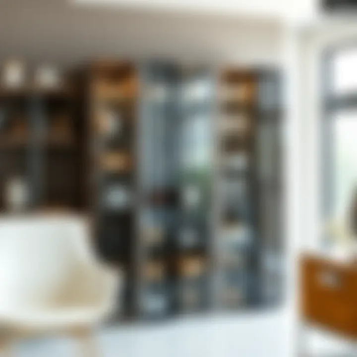 Glass Showcase Modern glass-front kitchen cupboard showcasing stylish contents