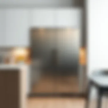 Metallic Minimalism Sleek metal cupboard doors complementing a minimalist design