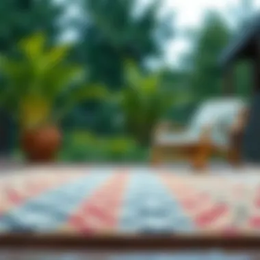 Durable material of an outdoor rug under rain