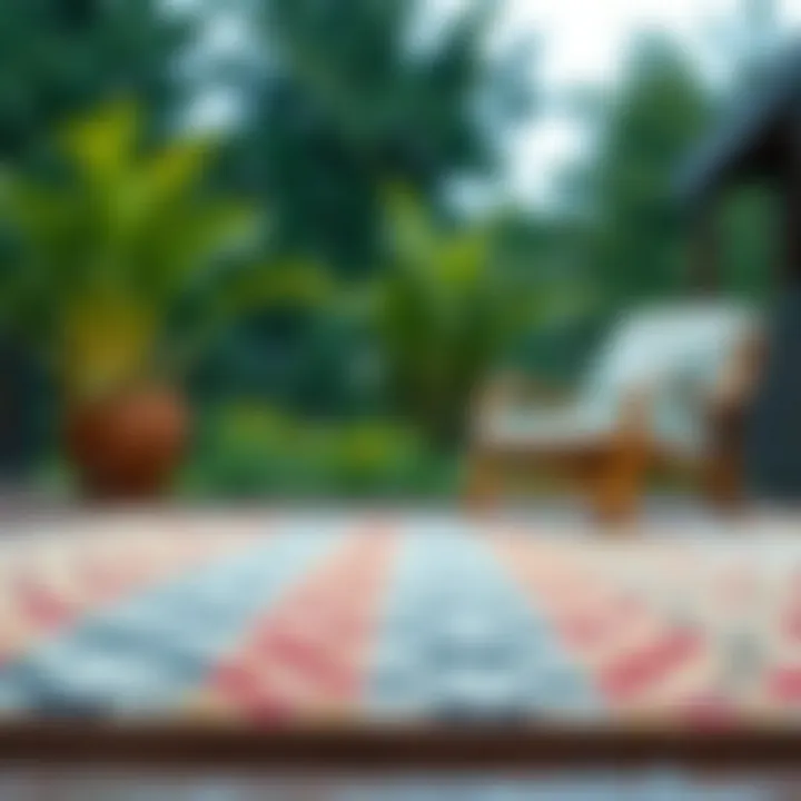 Durable material of an outdoor rug under rain