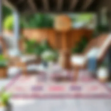 Stylish outdoor rug enhancing patio ambiance