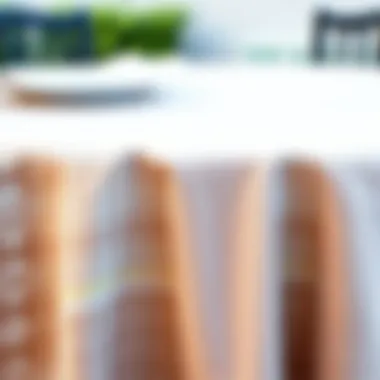 Close-up of various patio tablecloth materials, highlighting texture and design choices.