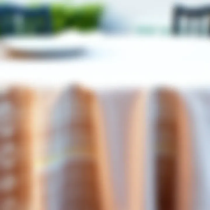 Close-up of various patio tablecloth materials, highlighting texture and design choices.