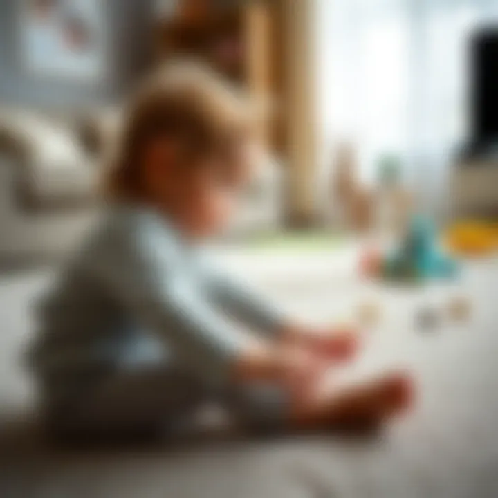 Child engaging in play on a carpet