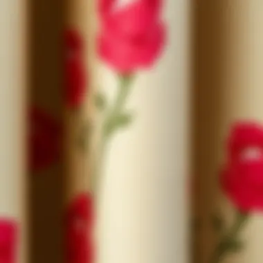 Close-up of fabric texture of poppy kitchen curtains