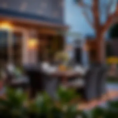 Stylish outdoor setup with decor and lighting
