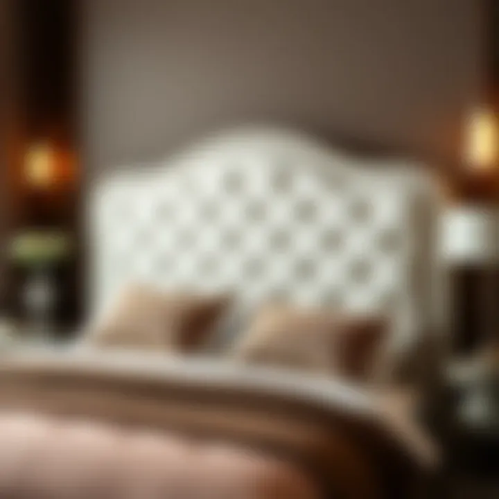 Elegant Upholstered Queen Size Headboard Elegant upholstered queen size headboard in soft fabric