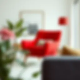 Elegant red accent chair adding vibrancy to a modern living room