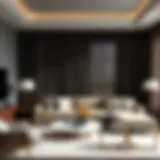 Elegant living room showcasing blackout curtains