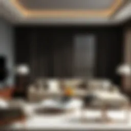 Elegant living room showcasing blackout curtains