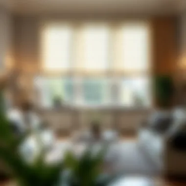 Stylish Roman Blinds in a Modern Living Room Elegant living room featuring roman blinds