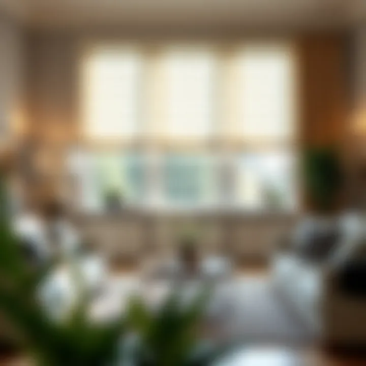 Stylish Roman Blinds in a Modern Living Room Elegant living room featuring roman blinds