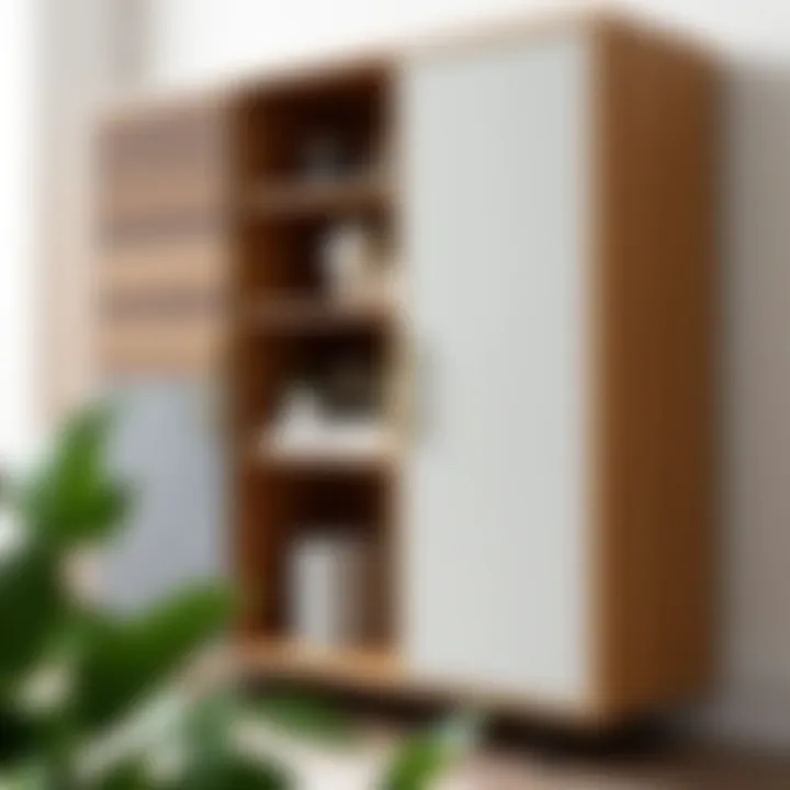 Stylish side filer cabinet showcasing various materials