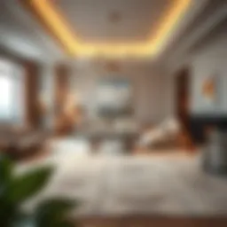Elegant large carpet enhancing a luxurious living room