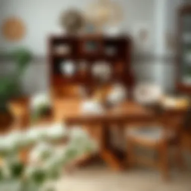 Elegant small wood dining table set for four in a cozy dining room