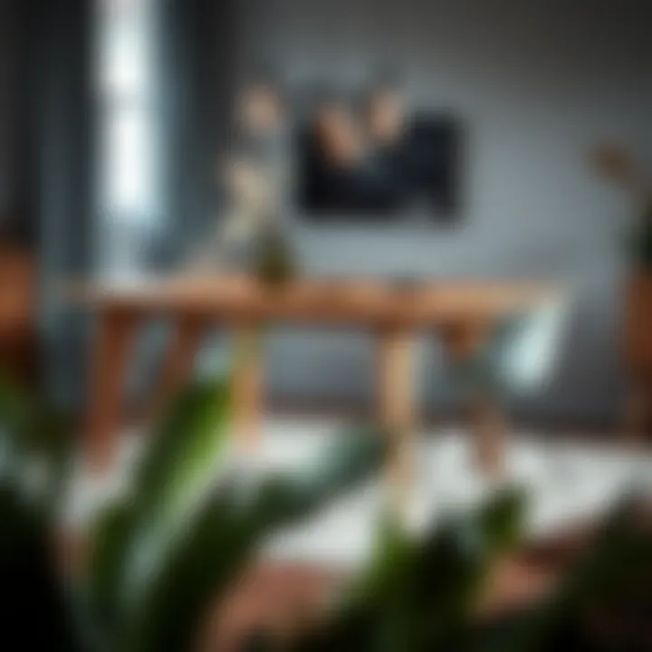 Stylish wood dining table showcasing unique grain patterns and design