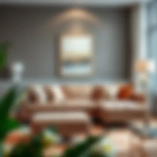 Elegant sofa couch with chaise in a modern living room setting