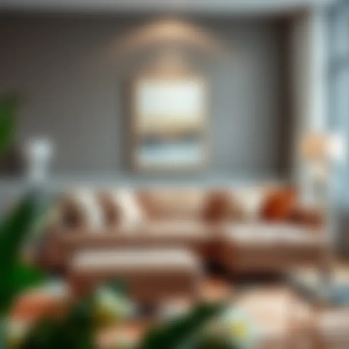 Elegant sofa couch with chaise in a modern living room setting