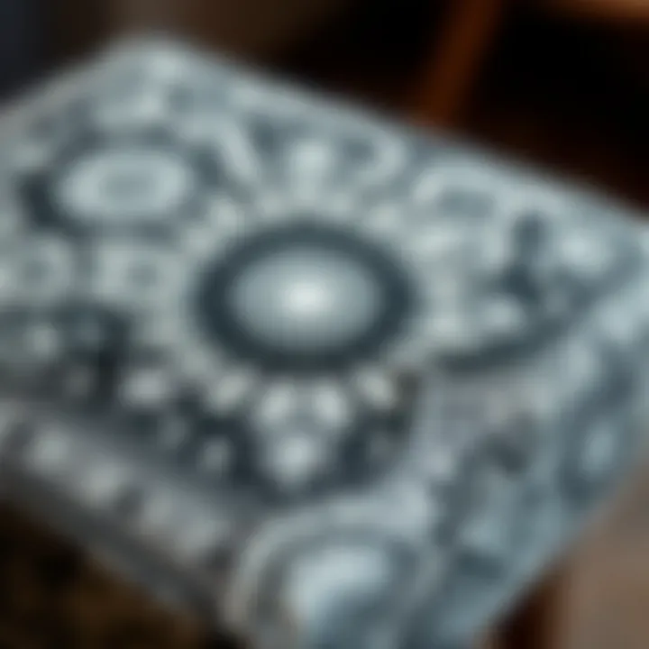 Intricate Design on Stool Cover Close-up of intricate design patterns on square stool cover