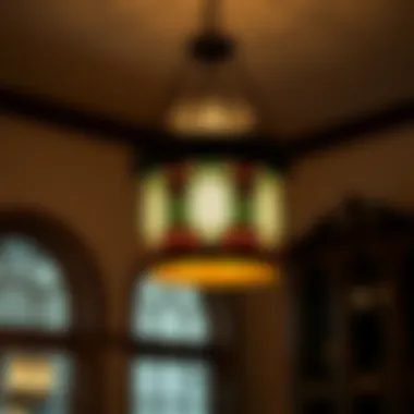Historical Elegance in Stained Glass Lighting Historical stained glass lamp illuminating a classic interior