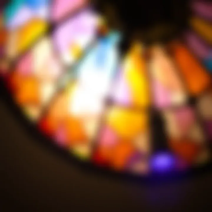 The Play of Light Through Stained Glass Close-up of stained glass detailing reflecting colorful light