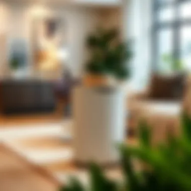 Elegant tall hamper with a lid in a modern living room setting