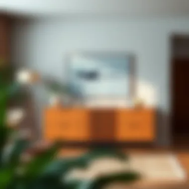 Contemporary Living Space Featuring a 56 Wide Dresser Stylish 56 wide dresser in a contemporary living space